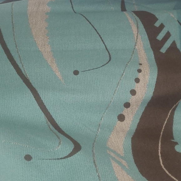 Reversible Ruana Wrap Cape Turquoise & Brown Soft Knit Boho Fringe Shawl XL 1 sz - Picture 4 of 14